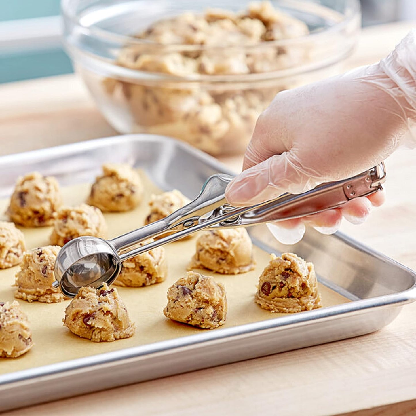 Oval Portion Scoop Disher with Twin Grip Handle Stainless Steel- Cookie Scooper for Baking Cookie Scoops For Portion Control Scoop Cookie Dough Cupcake Batter Ice Cream