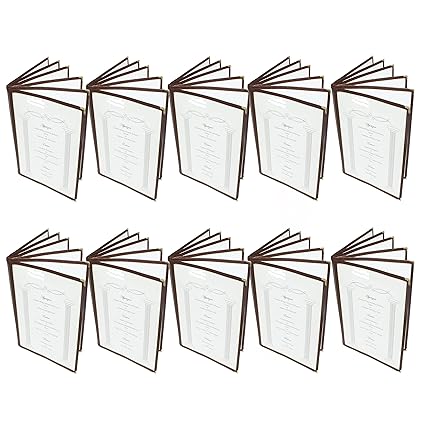 Six Page Book Fold Restaurant Menu Covers 6 Page 12 View Set of 10- Crystal Clear Menu Covers Sleeve Menu Folder Menu Book Holders for Bar Cafe Restaurant