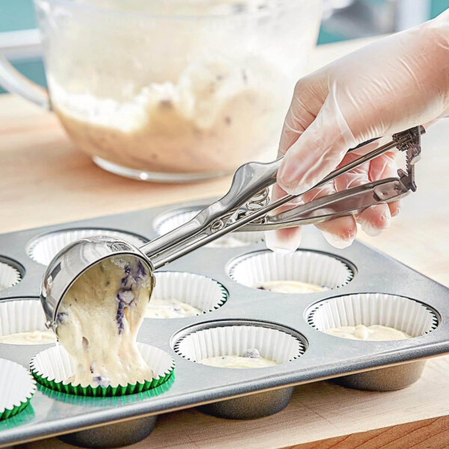 Oval Portion Scoop Disher with Twin Grip Handle Stainless Steel- Cookie Scooper for Baking Cookie Scoops For Portion Control Scoop Cookie Dough Cupcake Batter Ice Cream