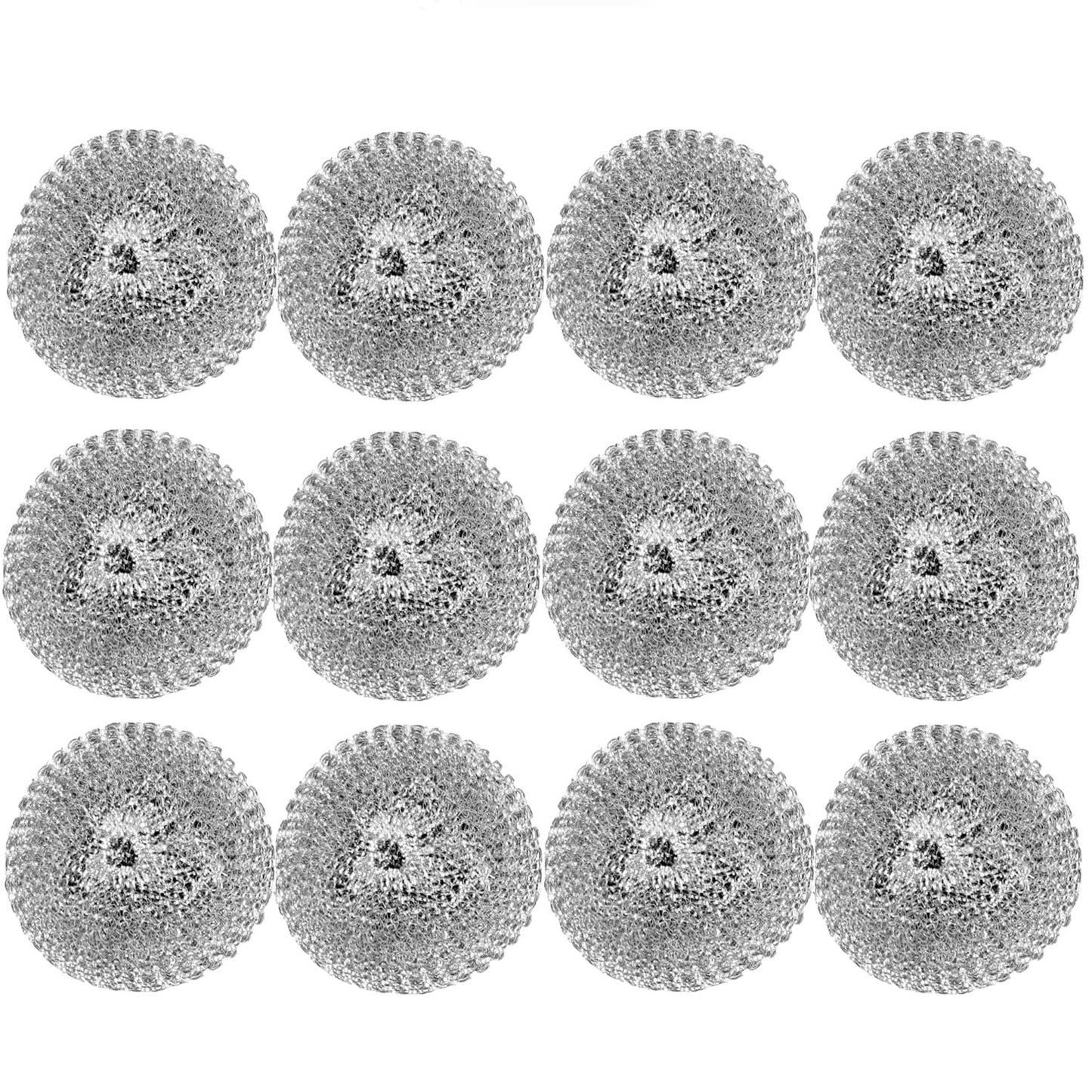 Stainless Steel Scrubber Ball Set of 12- for Cleaning Dishes Pans Pots Ovens Grills Stainless Steel Scrubber for Kitchen Sinks Cleaning Steel Wool Pads Metal Scrubber