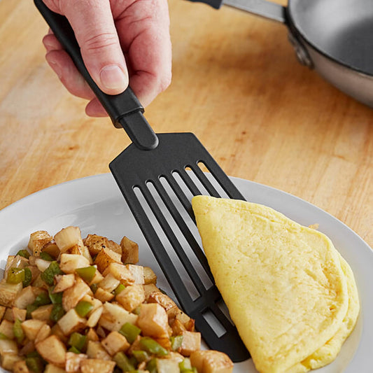 12” Slotted Spatula High-Heat Nylon & Polypropylene Handle Black Color-Slotted Kitchen Spatulas High Heat Resistant Cooking Utensils Ideal Cookware for Fish Eggs Pancakes