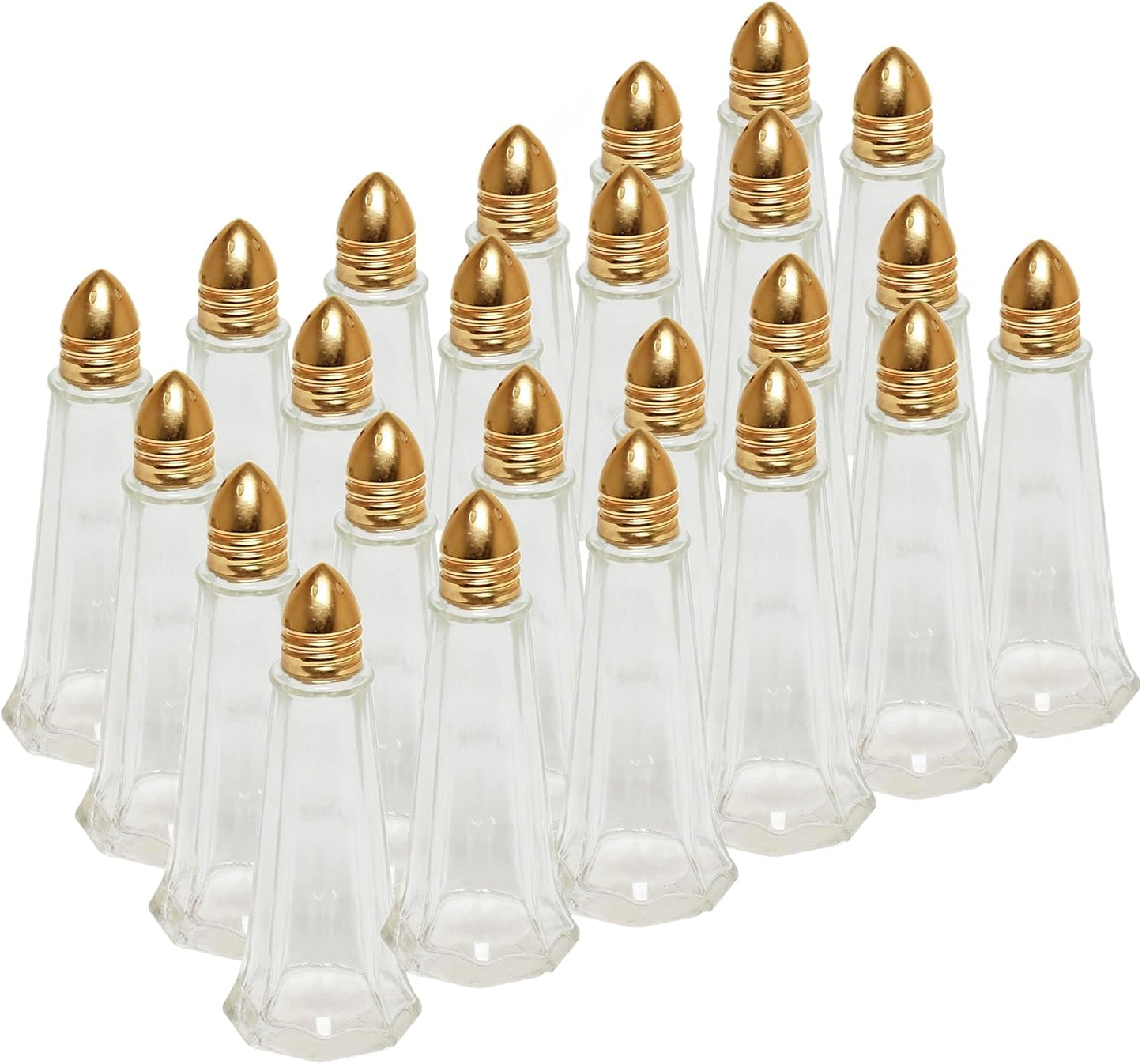 1 oz. Tower Salt Pepper Shakers with Glass Body Stainless Steel Golden Cap - Salt Shaker Salt Pepper Shakers Glass Spice Jars Accessories for Wedding Restaurant Home Kitchen