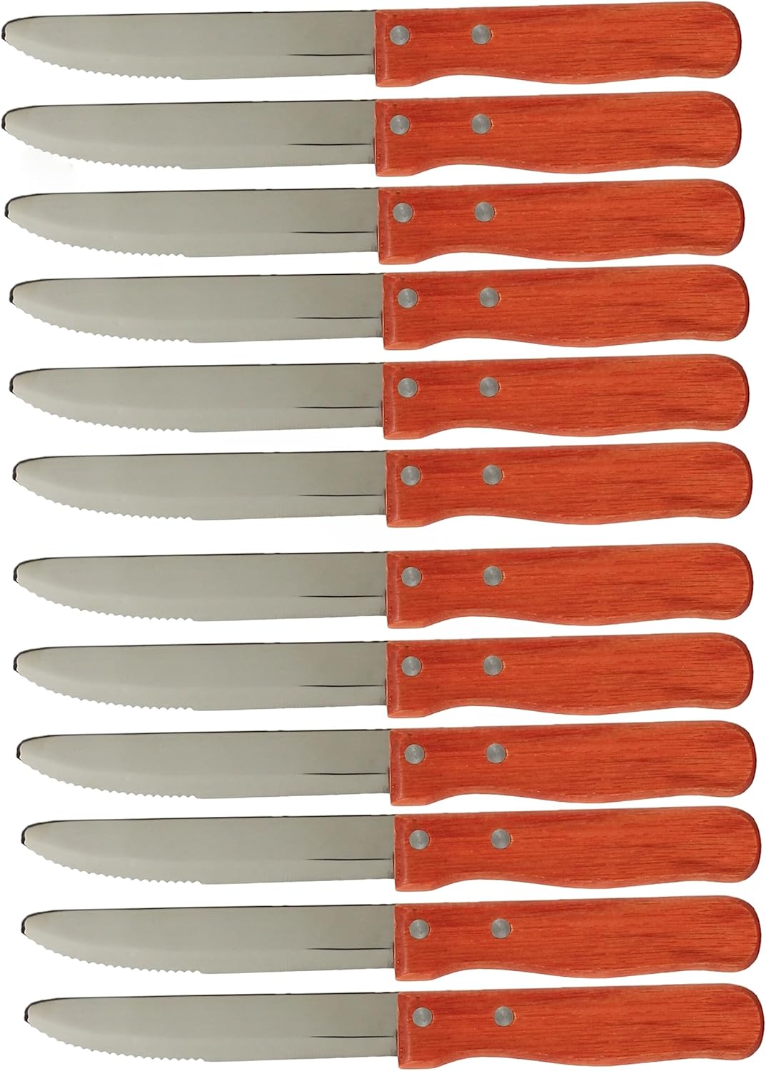 5” Stainless Steel Round Tip Jumbo Steak Knife with Handle Set of 12- Steak Knives Dinner Knives Meat Cutter Knife Set for Home and Restaurants
