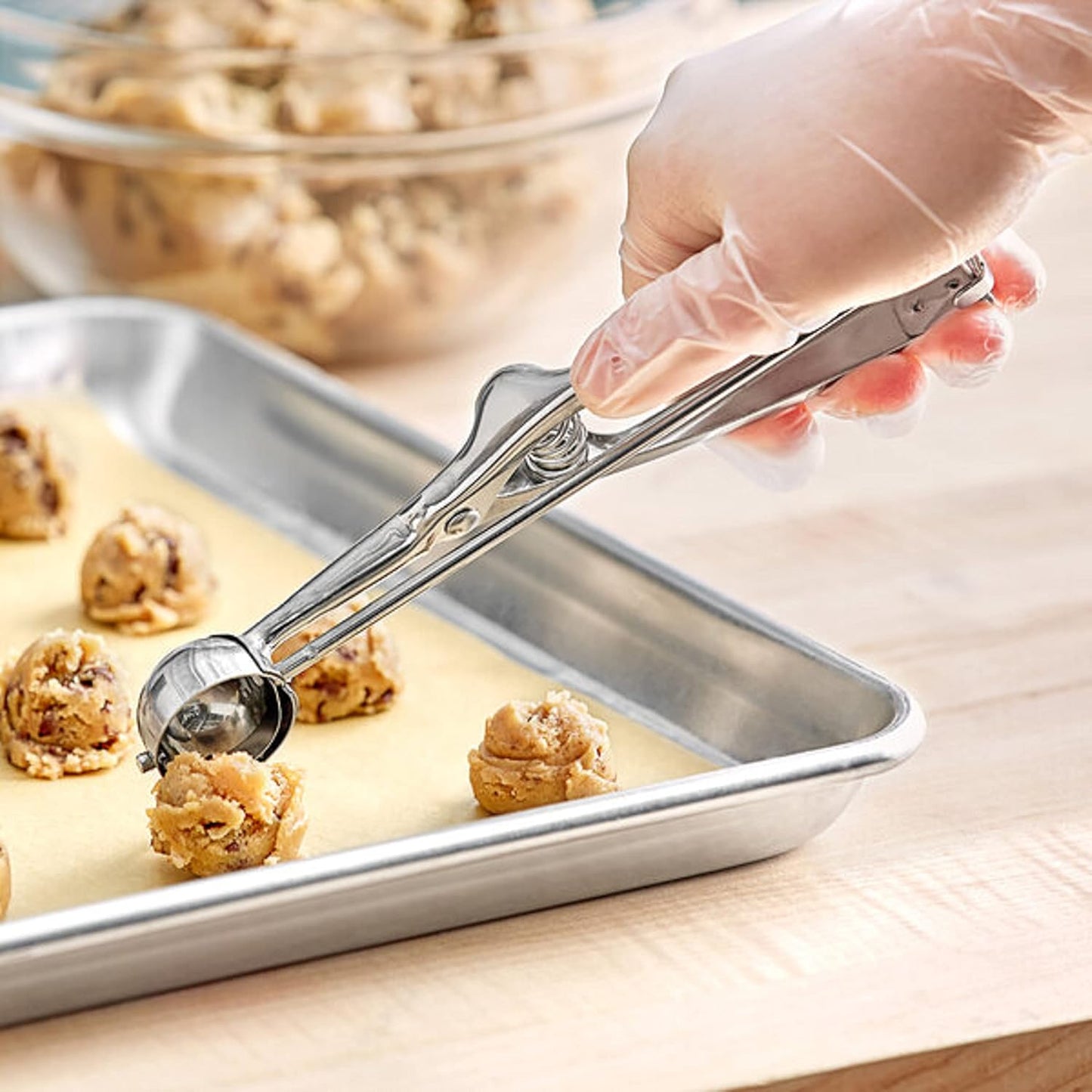 Oval Portion Scoop Disher with Twin Grip Handle Stainless Steel- Cookie Scooper for Baking Cookie Scoops For Portion Control Scoop Cookie Dough Cupcake Batter Ice Cream