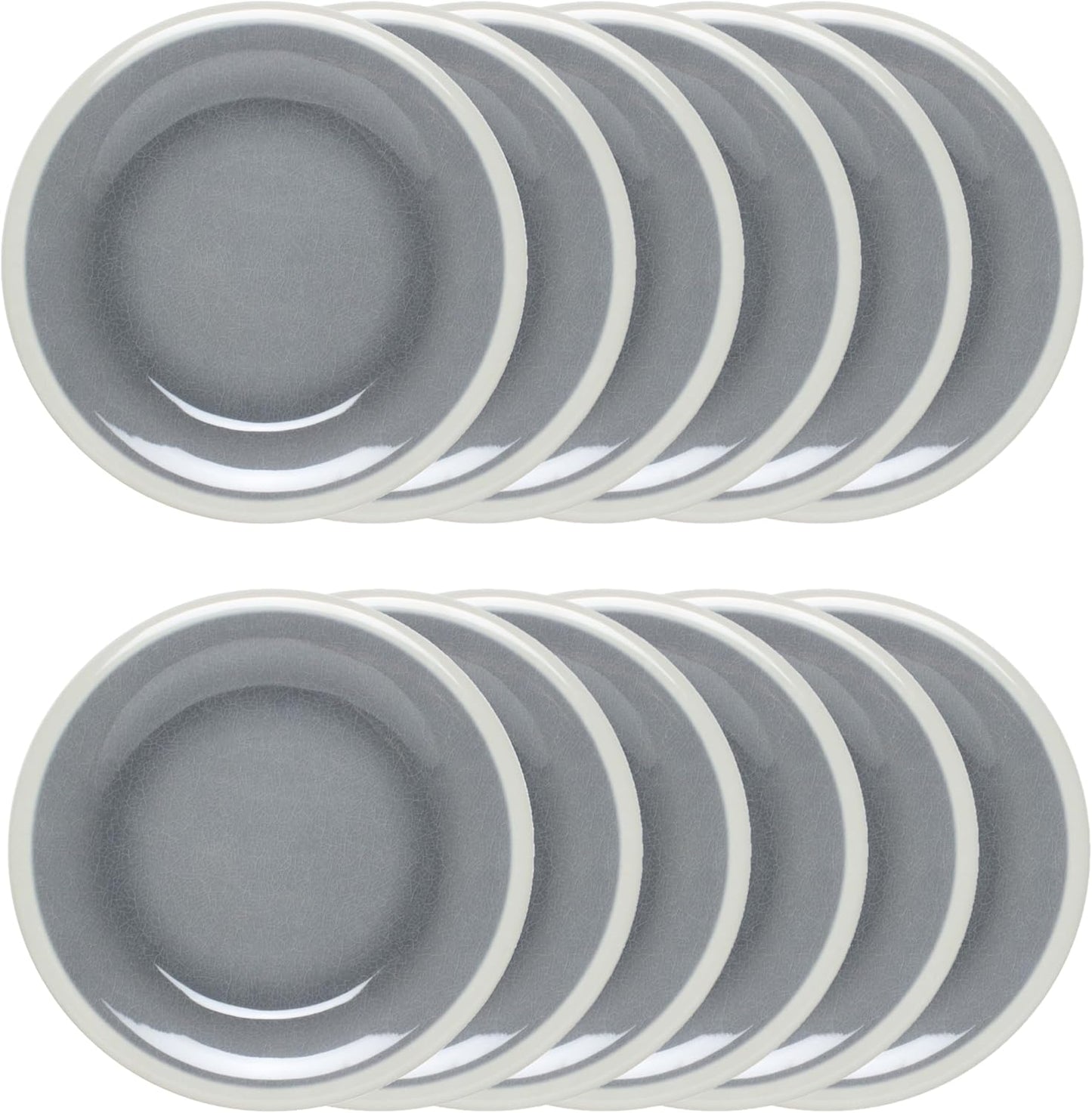 Graham Round Dinner Plates Wide Rim Melamine Set of 12- Dishwasher Safe Break-Resistant Reusable Plates Kitchen Plates Dinnerware Dishes for Home Kitchen Restaurants
