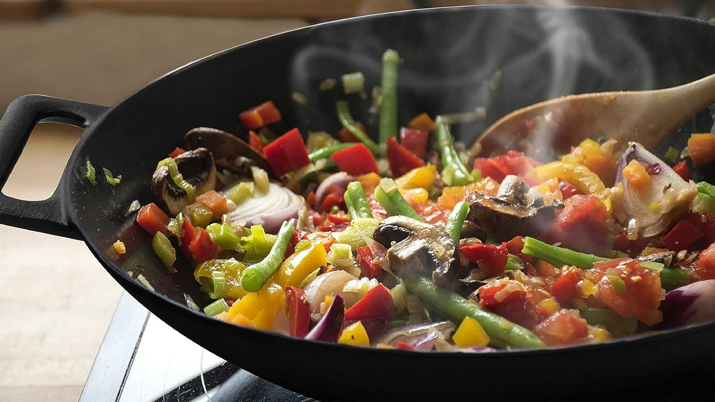Steel Curved Rim Wok- Stir Fry Pan for Chinese Japanese and Cantonese Cuisine Stir Fry Pans Traditional Woks Grilling Frying Steaming Made in Taiwan