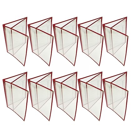 Triple Fold Restaurant Menu Covers 3 Page 6 View Set of 10- Crystal Clear Menu Covers Fits A4 Size Paper Sleeve Menu Folder Menu Book Holders for Bar Cafe Restaurant