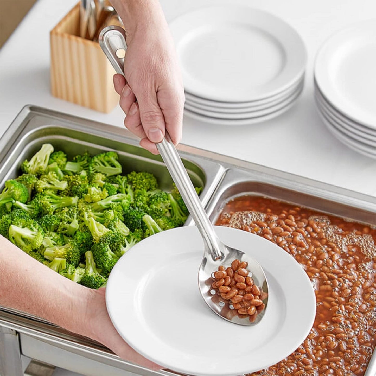 Basting Spoon Stainless Steel with Hanging Slot- Basting Spoon Utensil Spoon for Mixing Stirring Cooking & Serving Kitchen Accessories Restaurants and Home