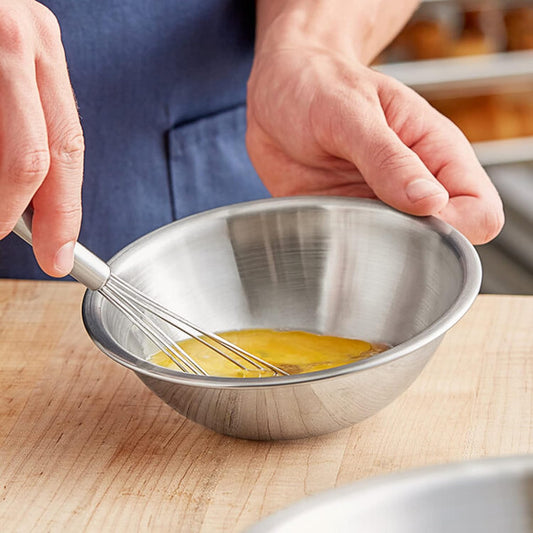 Stainless Steel Mixing Bowls - 6.5" Wide - Flat Bottom and Rim