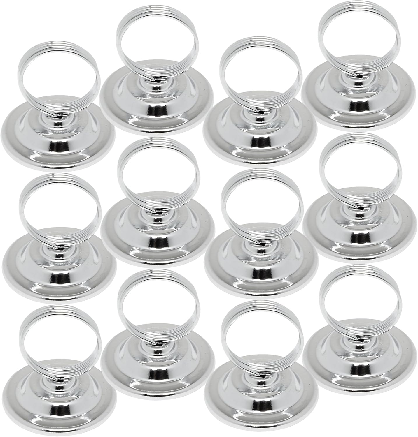 2-1/4" Ring Style Table Sign Menu Holder Steel Wire Ring Nickel-Plated Base Set of 12- Table Number Holder Display Table Card Holders Stand for Centerpieces Reception Party Birthday
