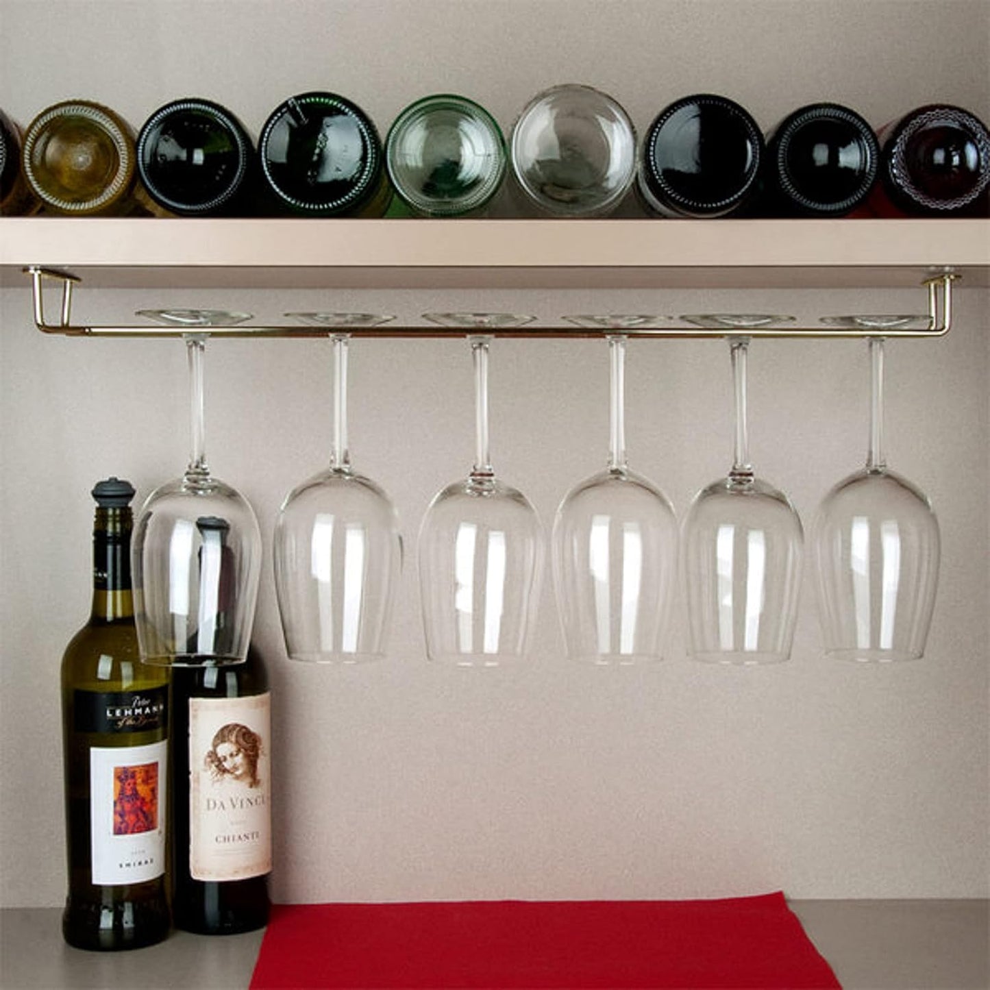 Wine Glass Rack Set of 2 - Stemware Rack Wire Hanging Rack Under Cabinet Wine Glass Rack Stemware Holder Glass Storage Hanger Organizer for Kitchen and Bar