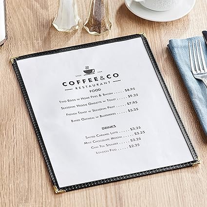 Single Restaurant Menu Covers 1 Page 2 View Set of 10- Crystal Clear Menu Covers Fits A4 Size Paper Menu Sleeve Menu Folder Menu Book Holders for Bar Cafe Restaurant