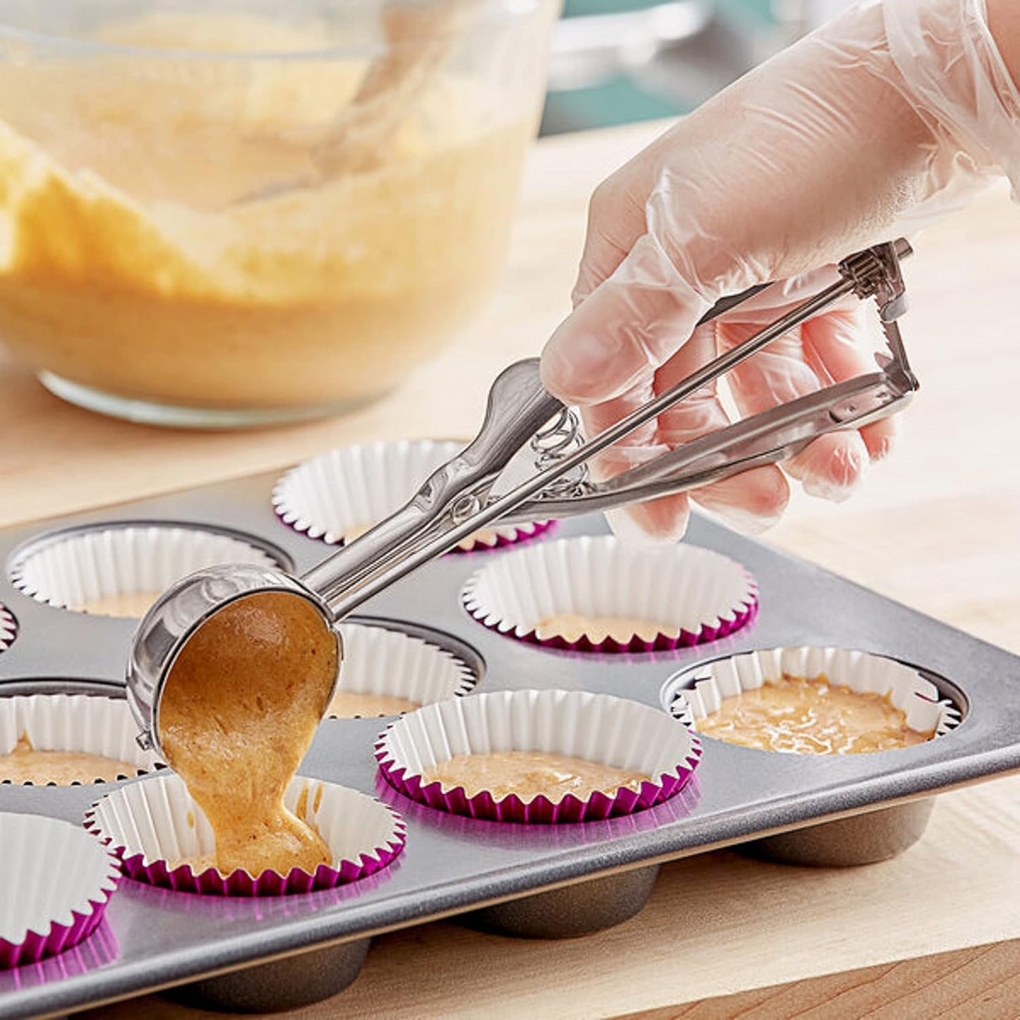 Oval Portion Scoop Disher with Twin Grip Handle Stainless Steel- Cookie Scooper for Baking Cookie Scoops For Portion Control Scoop Cookie Dough Cupcake Batter Ice Cream