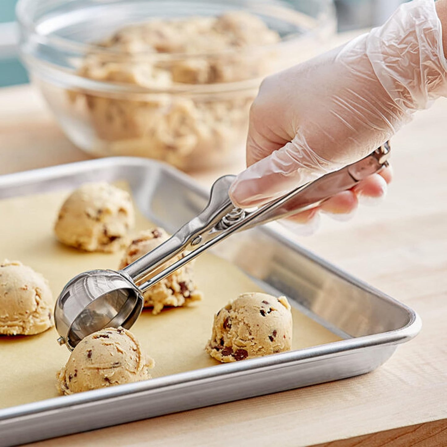 Oval Portion Scoop Disher with Twin Grip Handle Stainless Steel- Cookie Scooper for Baking Cookie Scoops For Portion Control Scoop Cookie Dough Cupcake Batter Ice Cream