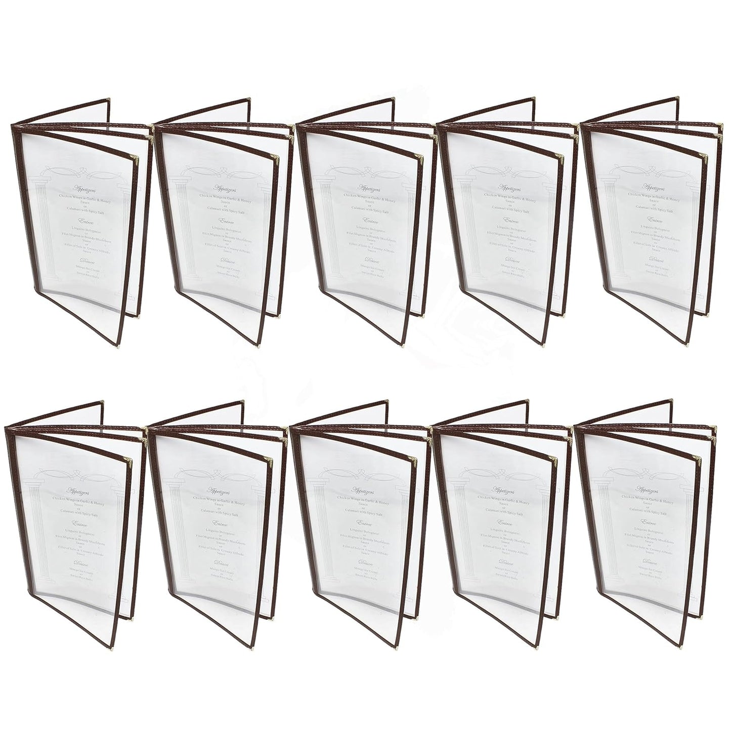 Four Page Book Fold Restaurant Menu Covers 4 Page 8 View Set of 10- Crystal Clear Menu Covers Sleeve Menu Folder Menu Book Holders for Bar Cafe Restaurant