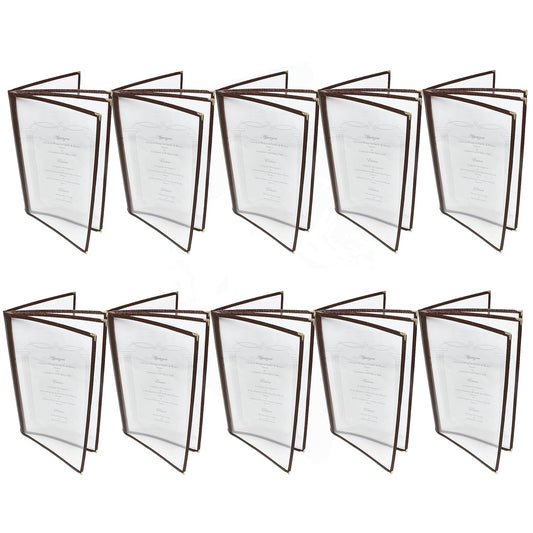 Four Page Book Fold Restaurant Menu Covers 4 Page 8 View Set of 10- Crystal Clear Menu Covers Sleeve Menu Folder Menu Book Holders for Bar Cafe Restaurant