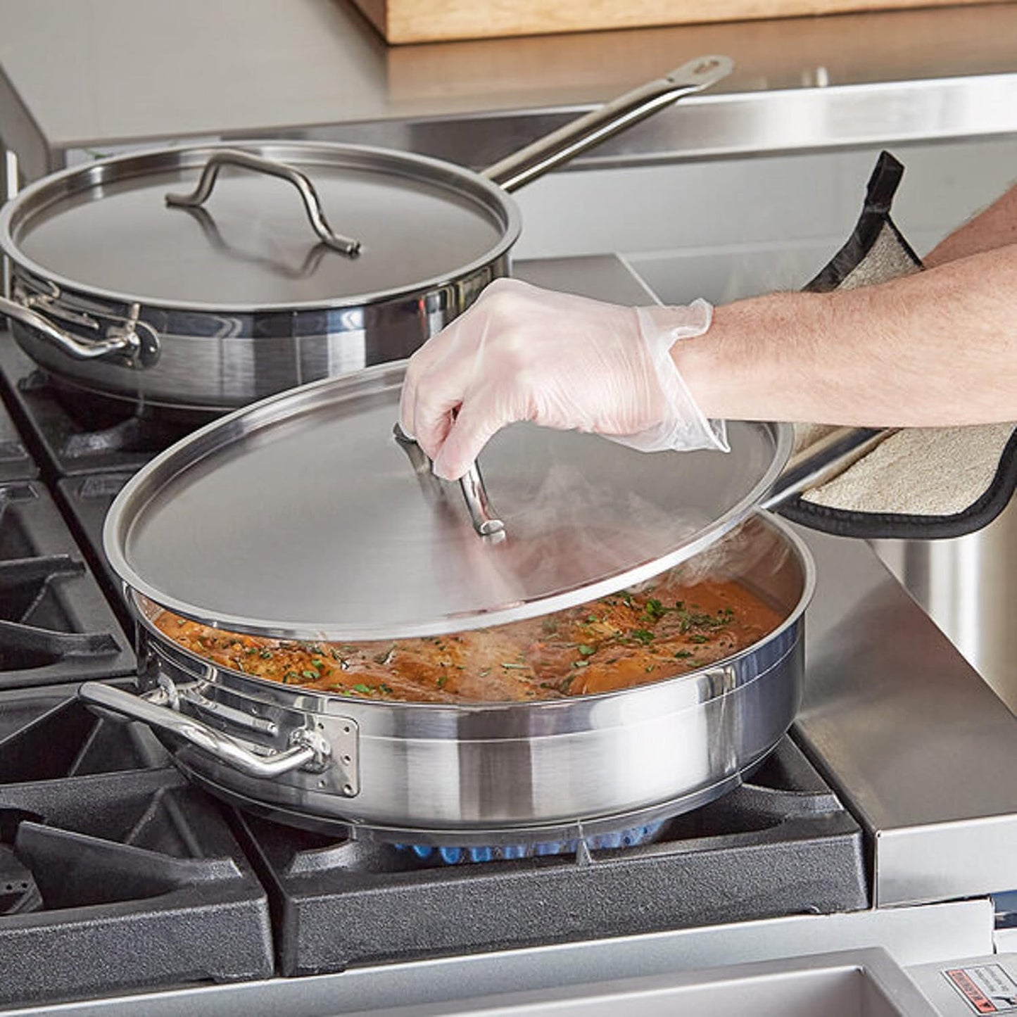 Stainless Steel Saute Pan with Lid and Welded Hollow Handle - Versatile Chef's Cooking and Egg Pan
