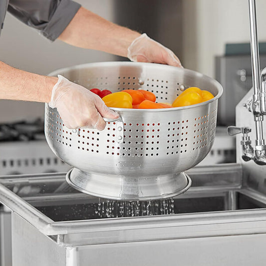 Aluminum Heavy Duty Colander with Handles and Stable Base - Pasta Spaghetti Berry Fruit Vegetable Kitchen Food Strainer Basket