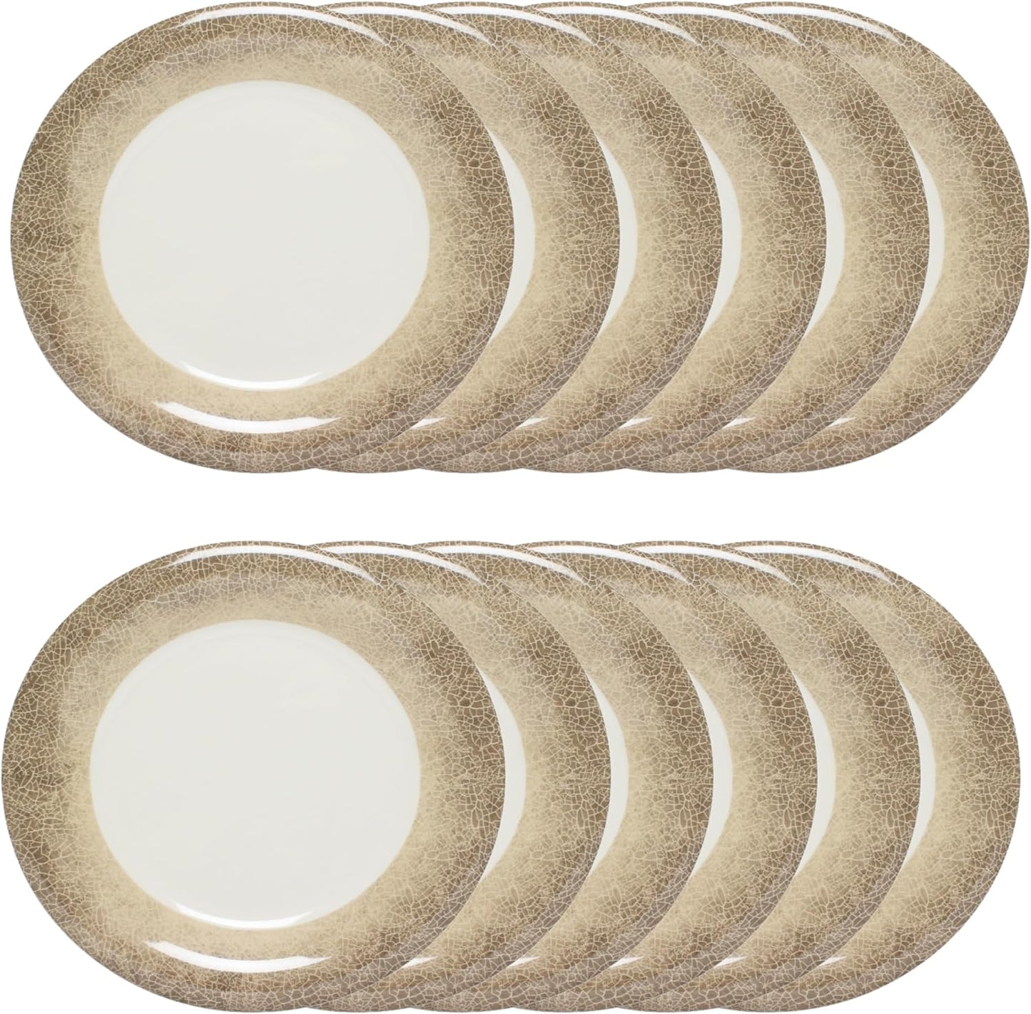 Jazz Round Dinner Plates Wide Rim Melamine Set of 12- Dishwasher Safe Break-Resistant Reusable Plates Kitchen Plates Dinnerware Dishes for Kitchen