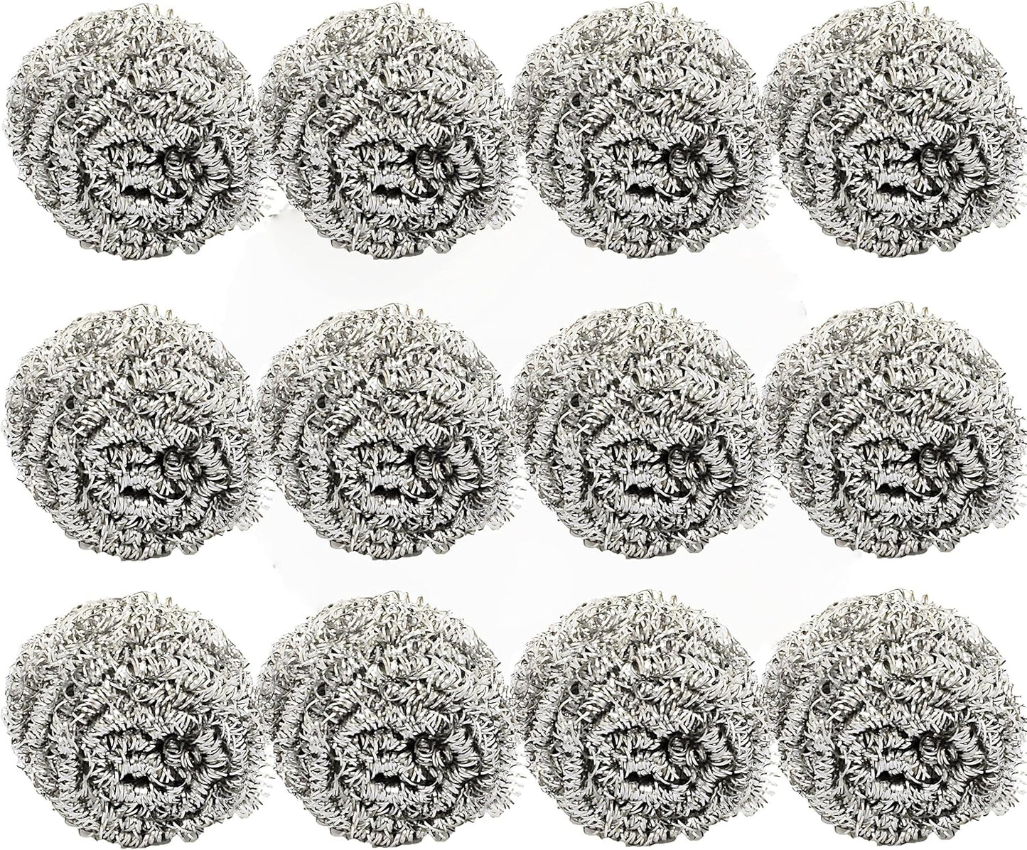 Stainless Steel Scrubber Ball Set of 12- for Cleaning Dishes Pans Pots Ovens Grills Stainless Steel Scrubber for Kitchen Sinks Cleaning Steel Wool Pads Metal Scrubber