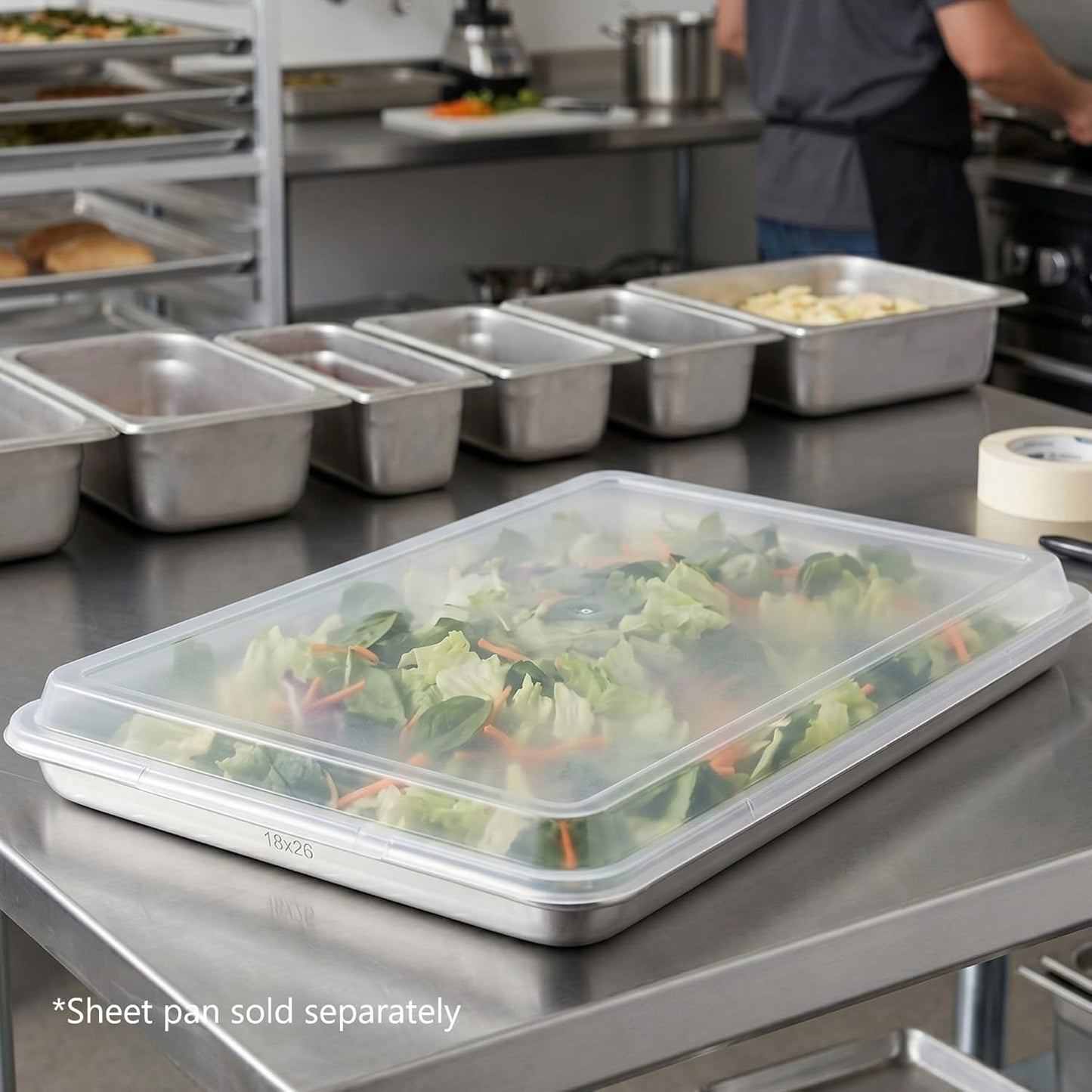 Set of 2 Polypropylene Sheet Pan Covers | Clear, Durable & Stackable Baking Tray Lids for Cookies, Cakes & Pastries | Ideal for Home, Bakeries & Restaurants