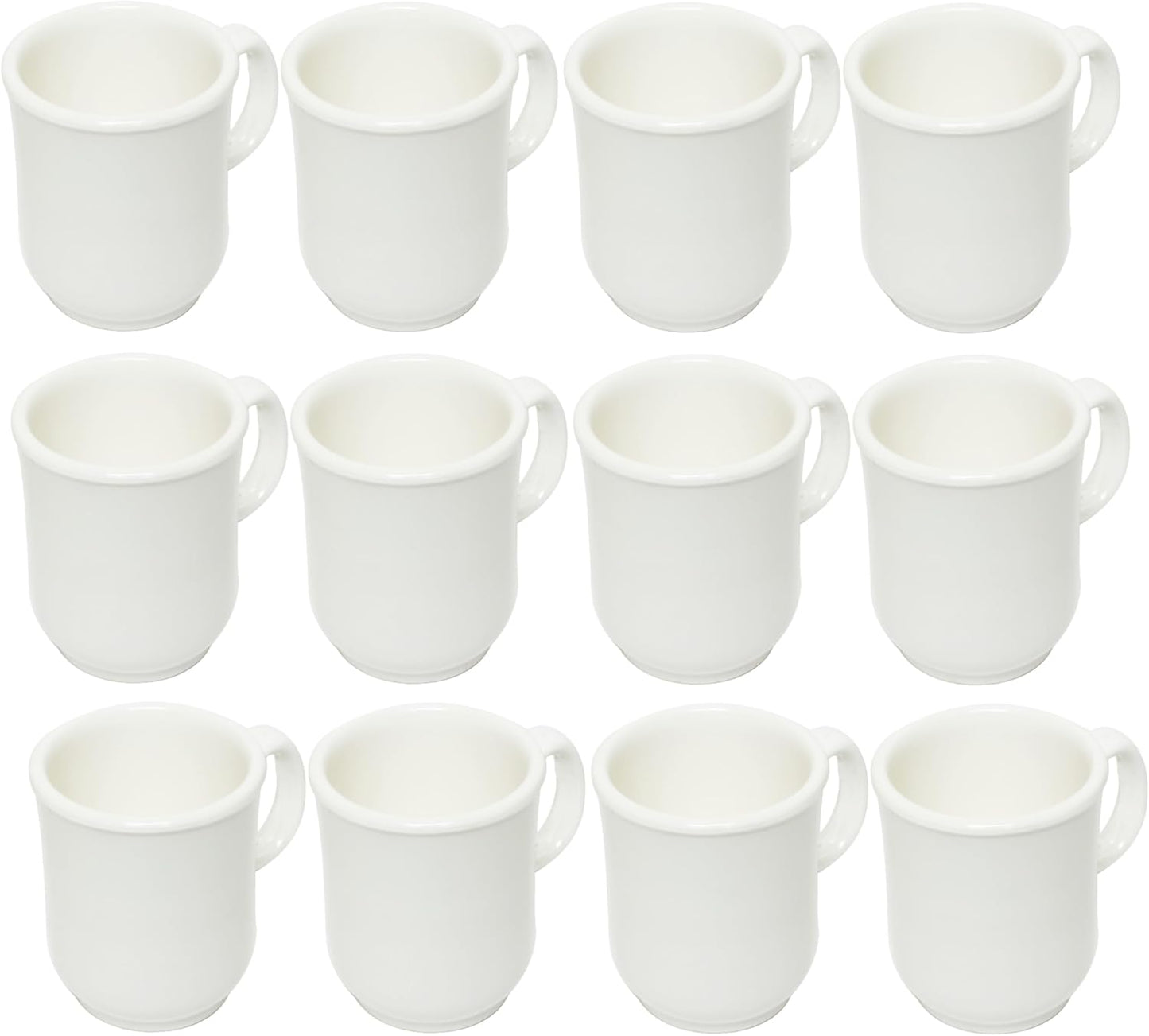 8 oz Bulbous Mug Melamine Pure Set of 12 - Dishwasher Safe Break-Resistant Coffee Cup Set Reusable Plastic Cup for Latte Cappuccino Cocoa Hot Tea Mocha Home Cafe Restaurants