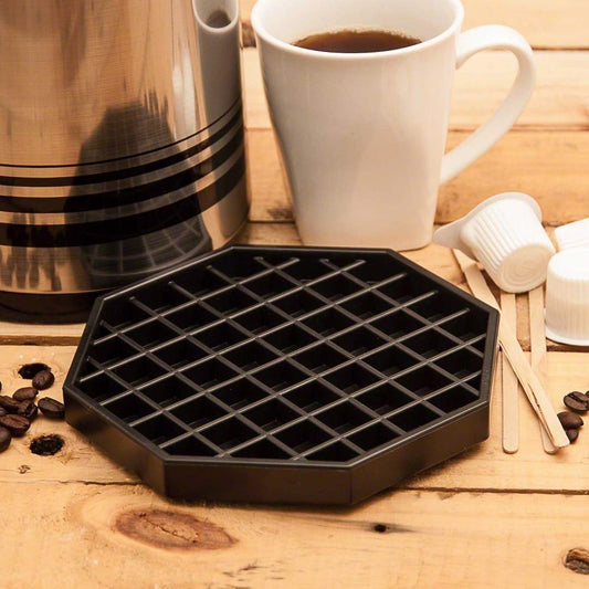 Drip Tray Octagon Shape Polypropylene Black Color - Bar Countertop Coffee Drip Tray with Honeycomb Grid Octagon Dishwasher Safe