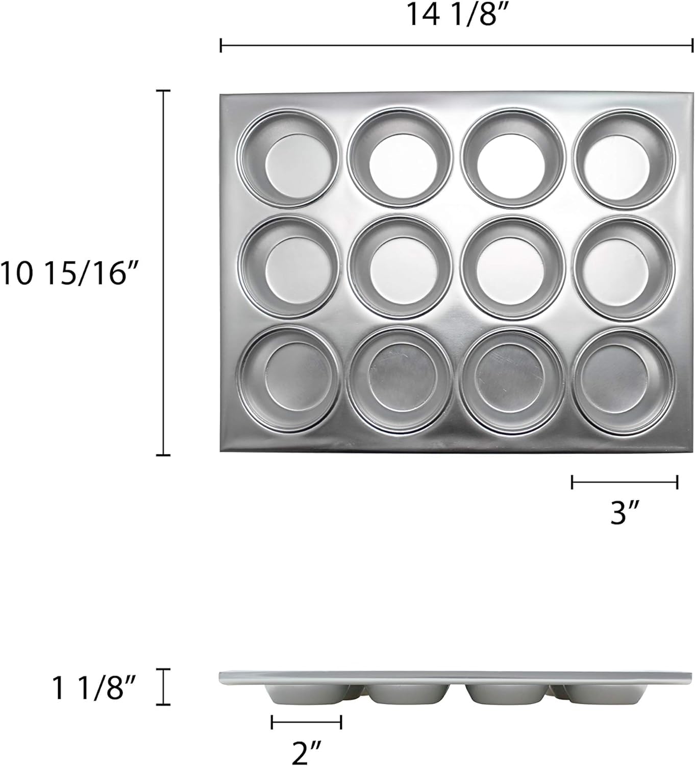 Muffin Baking Pan 3-1/2 oz each cup Aluminum - Cupcake Baking Pan Bakeware Cupcake Pan Great for Making Muffin Cakes Tart Bread Shortcakes Brownies for Home and Kitchen
