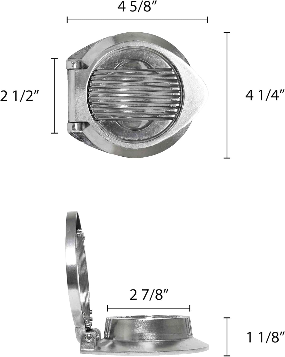 Aluminum Round Egg Slicer 4-3/4" x 4-1/4" x 1" - Multipurpose Heavy Duty Egg Slicer Egg Cutter for Hard Boiled Eggs Strawberry Slicer Egg Dicer Soft Fruit Mushroom