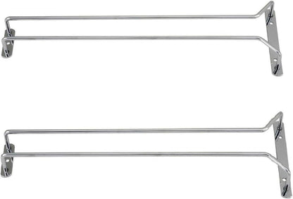 Wine Glass Rack Set of 2 - Stemware Rack Wire Hanging Rack Under Cabinet Wine Glass Rack Stemware Holder Glass Storage Hanger Organizer for Kitchen and Bar