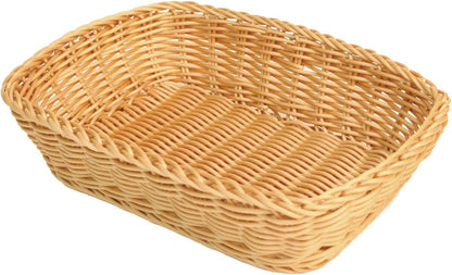 Rectangular Hand-Woven Bread Basket Natural Color - Restaurant Woven Food Serving Basket for Fruit Bread Serving Decorative Baskets Perfect for Cafe Home Restaurants