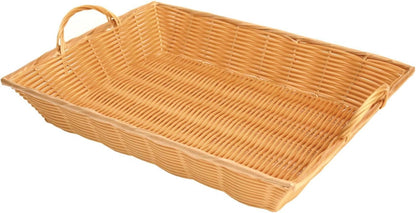 Hand-Woven Bread Basket with Handles Natural Color - Restaurant Woven Food Serving Basket for Fruit Bread Serving Basket Decorative Basket Perfect for Cafe Home Restaurants