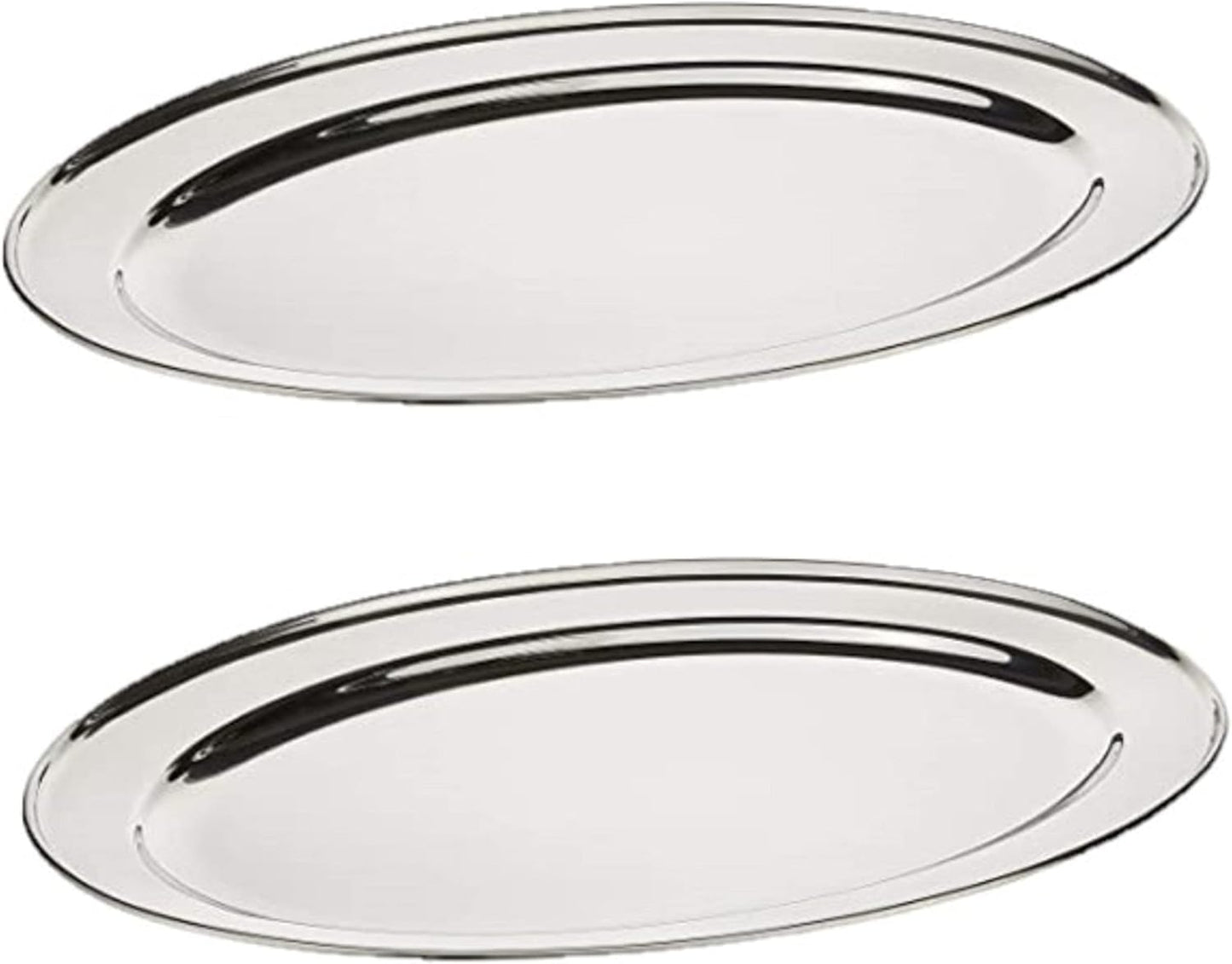 Set of 2 Stainless Steel Oval Platter - Serving Platters for Appetizer Snack Fruit Cup Cake Server Tray Display Serving Dishes for Entertaining