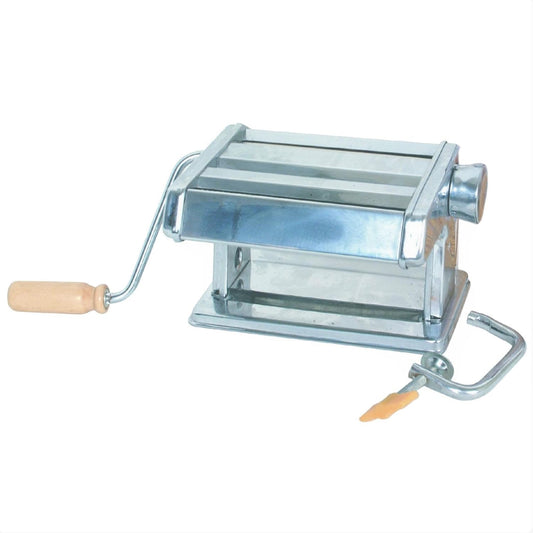 Stainless Steel Manual Noodle Machine with table Clamp 8" x 8" x 5-1/2" - Adjustable Thickness Settings Manual Hand Press Pasta Maker Noodles Maker for Pasta Spaghetti Lasagna