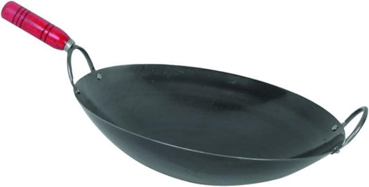 Iron Wok Pan with Wooden Handle – Woks and Stir Fry Pans for Chinese Japanese and Cantonese Cuisine Stir Fry Pans Traditional Woks Grilling Frying Steaming Made in Taiwan