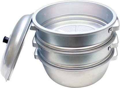 Aluminum 3 Tier Steamer Set 1/8” hole size - Steamer for Cooking Steamer Pot Food Steamer Steam Pots with Lid for Cooking Vegetables Seafood Soups Stews and Pasta