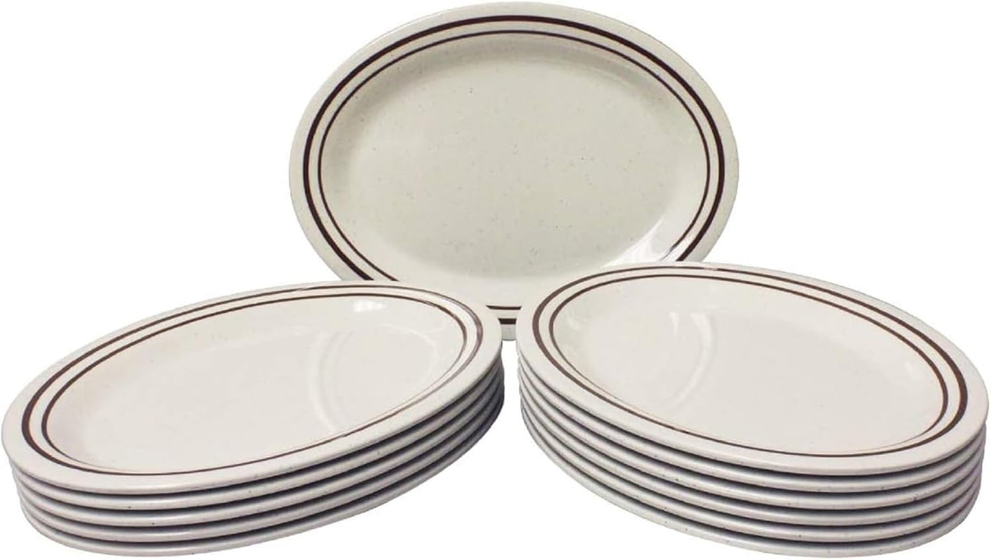 Arcadia Oval Platters Melamine Set of 12 - Dishwasher Safe Break-Resistant Reusable Serving Platter Plates Kitchen Plates Dinnerware Appetizer Plates Serving Plate