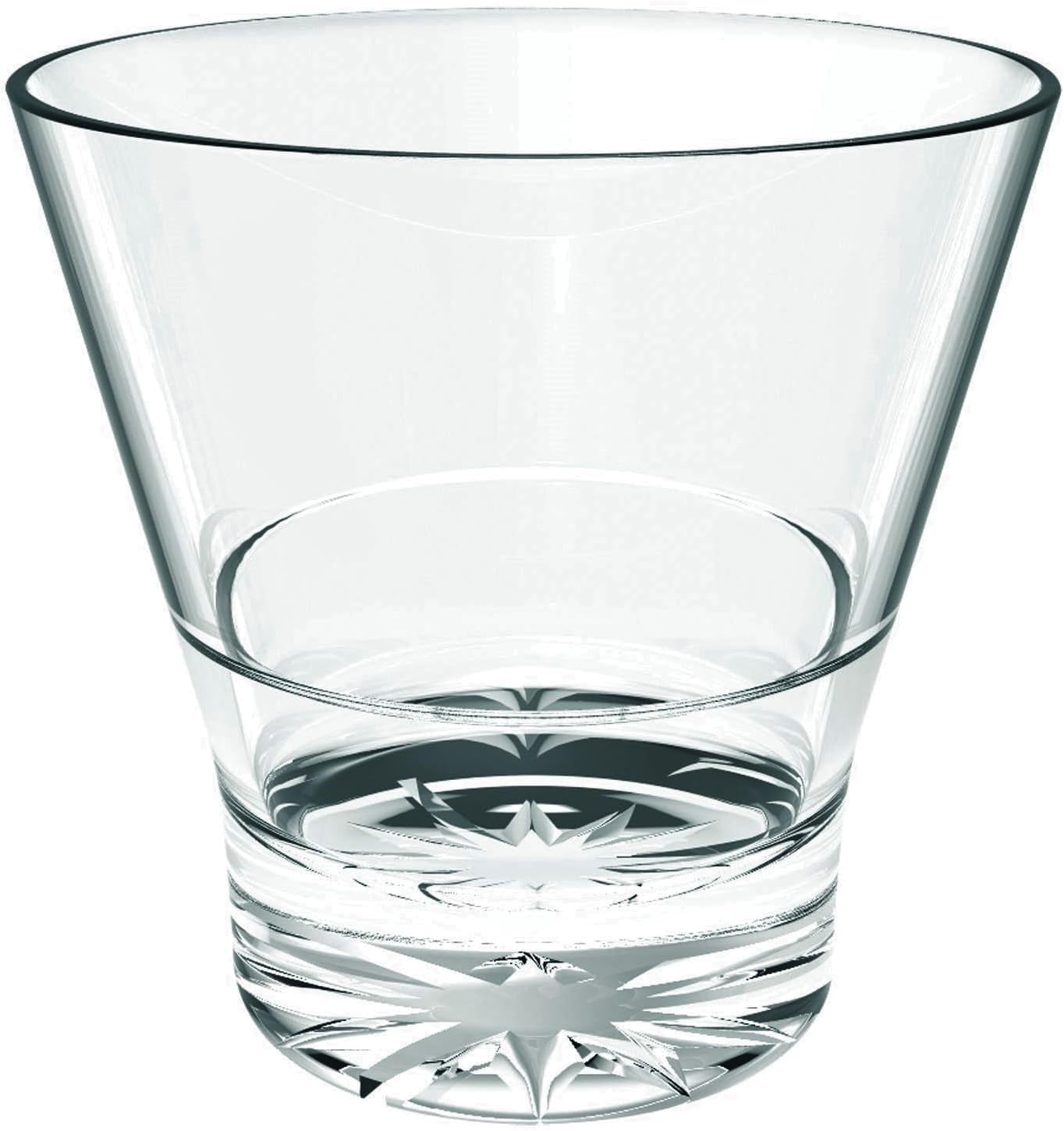 V-Shape Rock Glass Polycarbonate with Starburst Heavy Base Clear Color Comes in each - Liquor Cocktail Glass for Bar Old Fashioned Whiskey Glass Rocks Glass for Scotch Bourbon