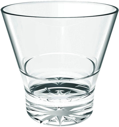 V-Shape Rock Glass Polycarbonate with Starburst Heavy Base Clear Color Comes in each - Liquor Cocktail Glass for Bar Old Fashioned Whiskey Glass Rocks Glass for Scotch Bourbon