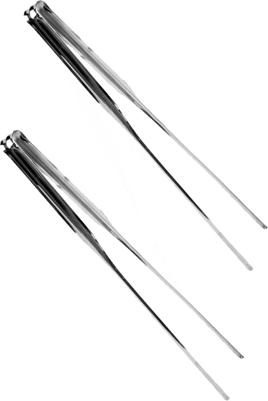 12” Stainless Steel Plum Tongs Set of 2 - Professional Kitchen Long Tweezers for Cooking Repairing Seafood and BBQ for Home and Restaurants
