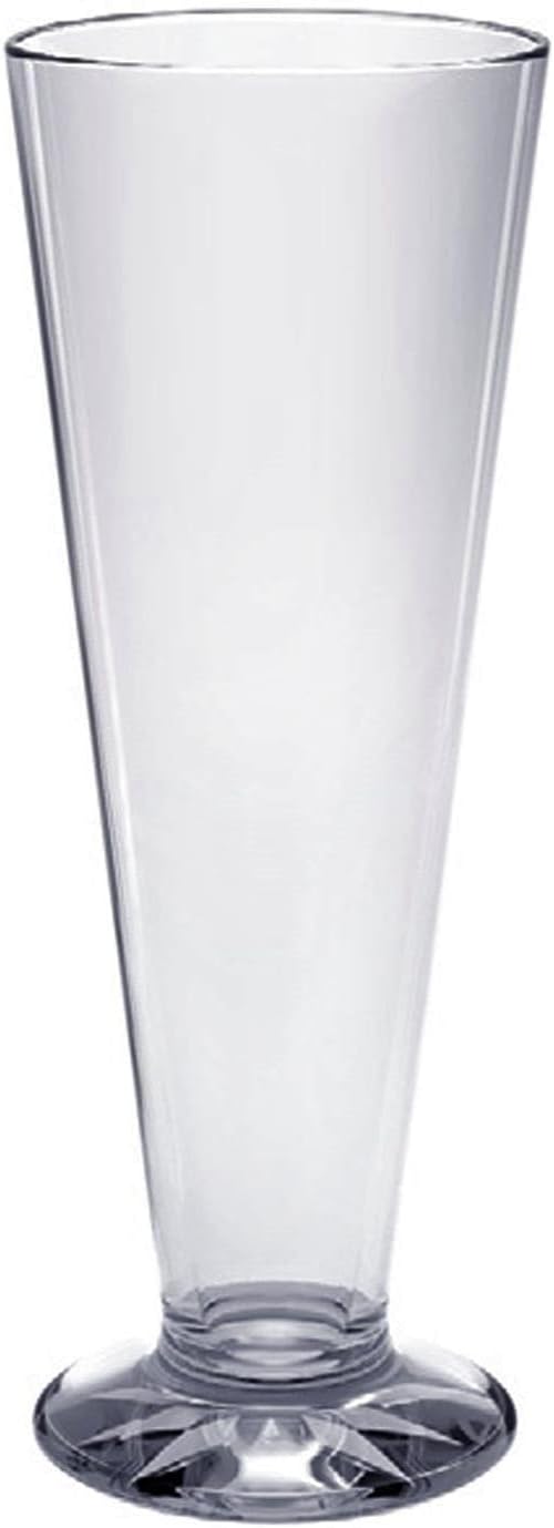 Pilsner Glass Polycarbonate with Starburst Heavy Base Clear Color - Beverage Plastic Drinking for Bar Craft Beer Glass Pilsner Glass Beer Cup & Other Lighter Beers Beer Gifts