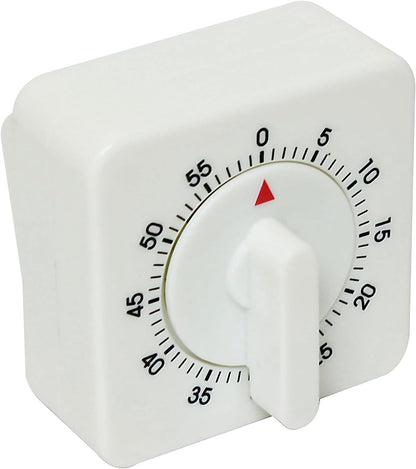 60 Minute Mechanical Dial Kitchen Timer White Color - Visual Kitchen Cooking Timer Clock Manual Countdown Timer Study Tool for Classroom Home Study and Cooking