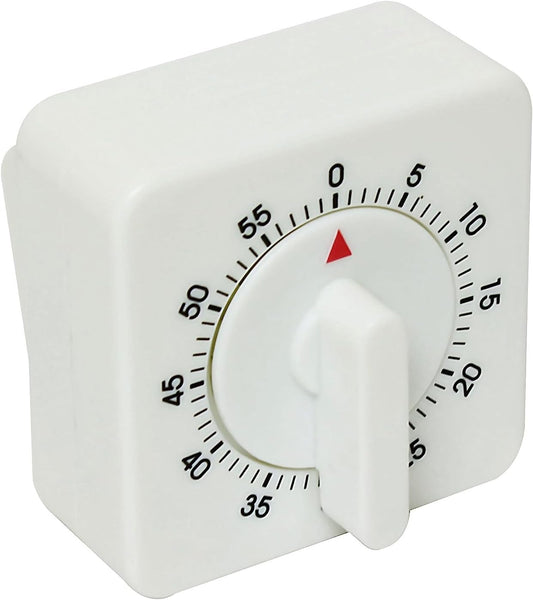 60 Minute Mechanical Dial Kitchen Timer White Color - Visual Kitchen Cooking Timer Clock Manual Countdown Timer Study Tool for Classroom Home Study and Cooking