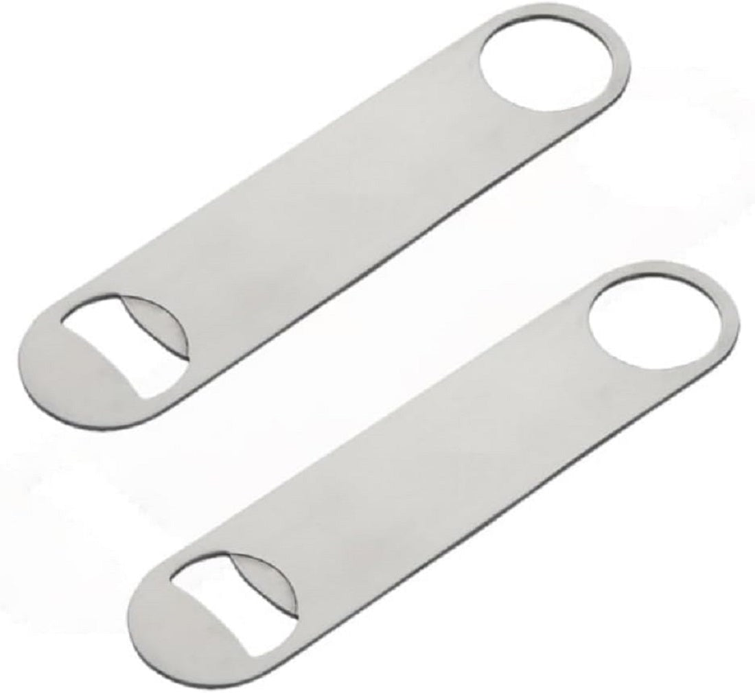 7" x 2" Heavy Duty Flat Bottle Opener Stainless Steel Set of 2 - Beer Openers Beverage Bottle Opener Beer Bottle Opener Pop Can Soda Can Opener for Kitchen Bar or Restaurant