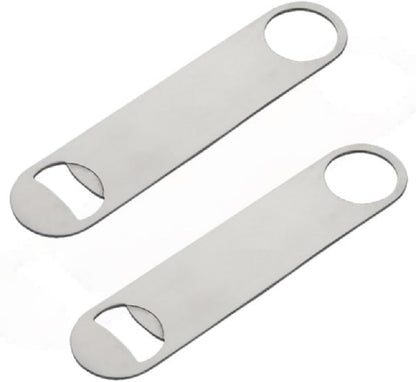 7" x 2" Heavy Duty Flat Bottle Opener Stainless Steel Set of 2 - Beer Openers Beverage Bottle Opener Beer Bottle Opener Pop Can Soda Can Opener for Kitchen Bar or Restaurant