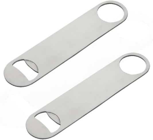 7" x 2" Heavy Duty Flat Bottle Opener Stainless Steel Set of 2 - Beer Openers Beverage Bottle Opener Beer Bottle Opener Pop Can Soda Can Opener for Kitchen Bar or Restaurant
