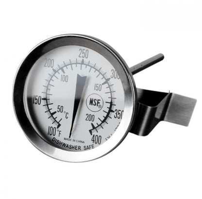 Stainless Steel 5 1/2" Candy Deep Fry Probe Thermometer with Pot Clip, 100°F to 400°F - Deep Frying Thermometer for Candy Maple Syrup Cheese Sugar