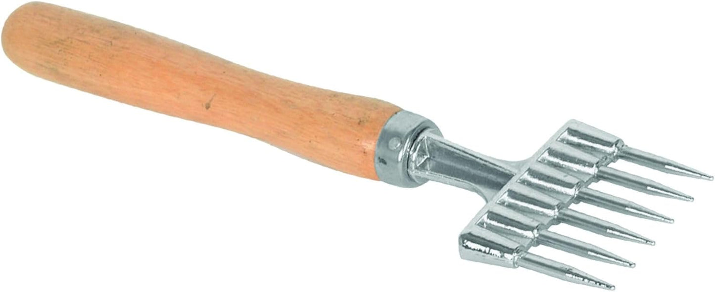 6 Prong Ice Chipper Zinc Alloy Body with Wooden Handle - Durable Carving Bartender Pick Tool for Breaking Ice for Kitchen Bars Bartender Picnics Camping & Restaurant