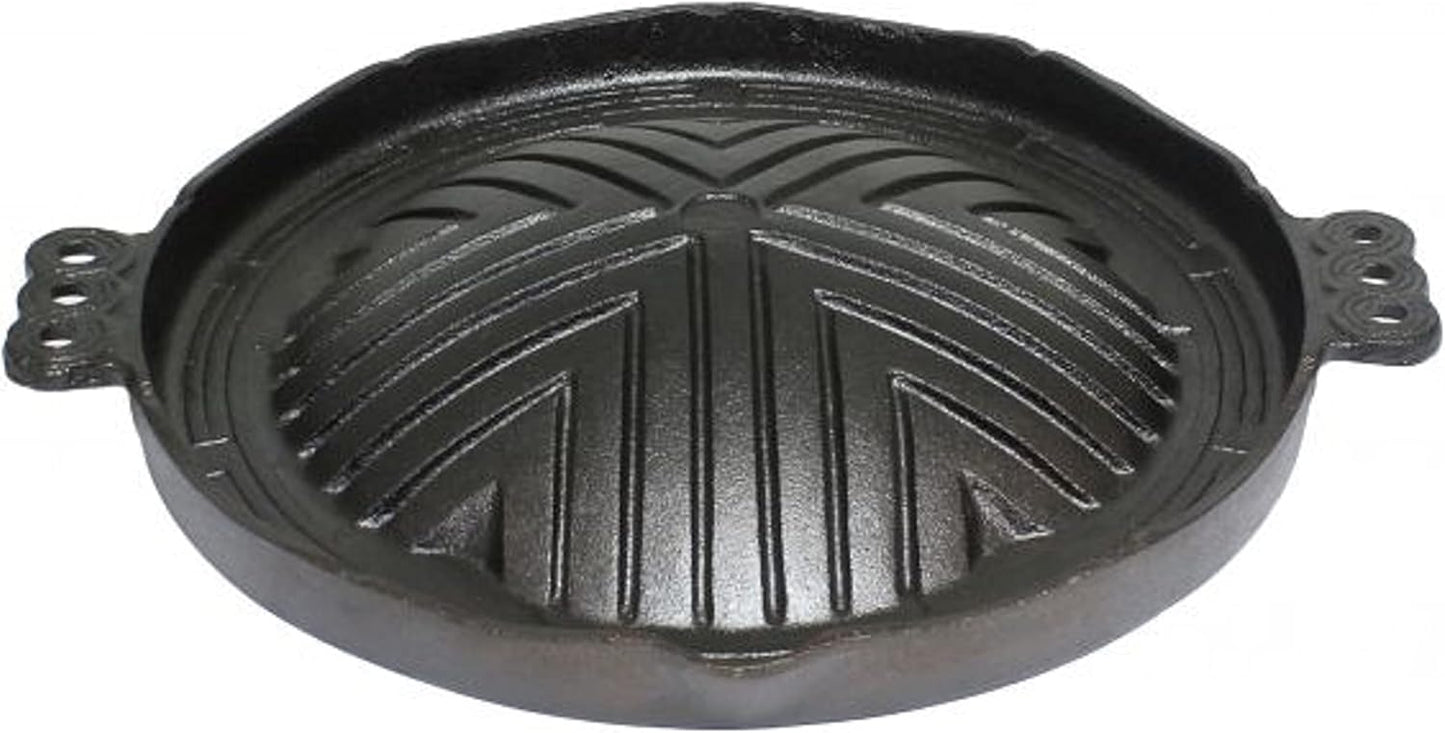 Round Cast Iron Stovetop Barbecue Plate Grill/Griddle - with Easy Grip Handles Griddle Pan for Stove Top Gas Range Grilling Pan Gets Better with Each Use