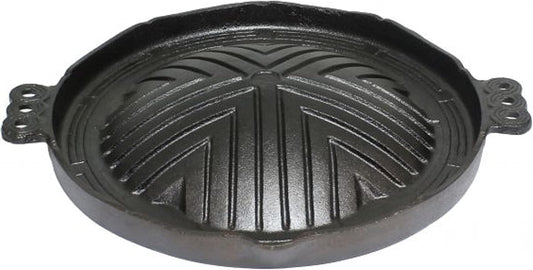Round Cast Iron Stovetop Barbecue Plate Grill/Griddle - with Easy Grip Handles Griddle Pan for Stove Top Gas Range Grilling Pan Gets Better with Each Use